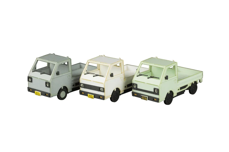 PLUM PMOA 1/80 Scale Paper kit Town Corner Accessory Series kei truck(white/silver/pale green) - Scale Kits
