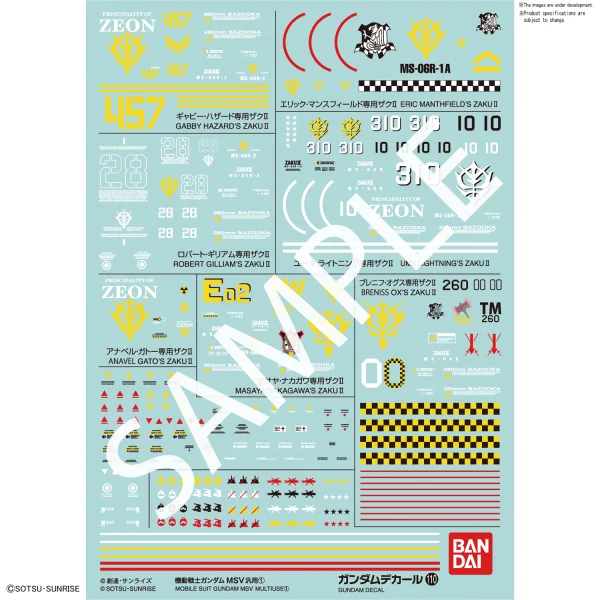 Gundam Decal 110 - Mobile Suit Gundam MSV Multiuse 1