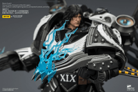 Raven Guard Corvus Corax, Primarch of the XIX Legion with artificer-crafted lightning talons, archaeotech pistols, and whip 15