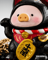LuLu the Piggy - 18cm Wood-Carving Maneki Lu (Black Cat) 4