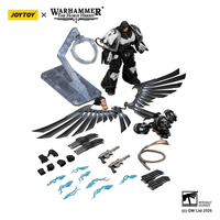Raven Guard Corvus Corax, Primarch of the XIX Legion with artificer-crafted lightning talons, archaeotech pistols, and whip 12