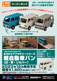 1/80 Scale Paper kit Town Corner Accessory Series kei van(white/blue/silver) 10