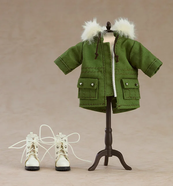 GOOD SMILE COMPANY Nendoroid Doll Warm Clothing Set: Boots &amp; Mod Coat (Khaki Green) - Figure Accessories