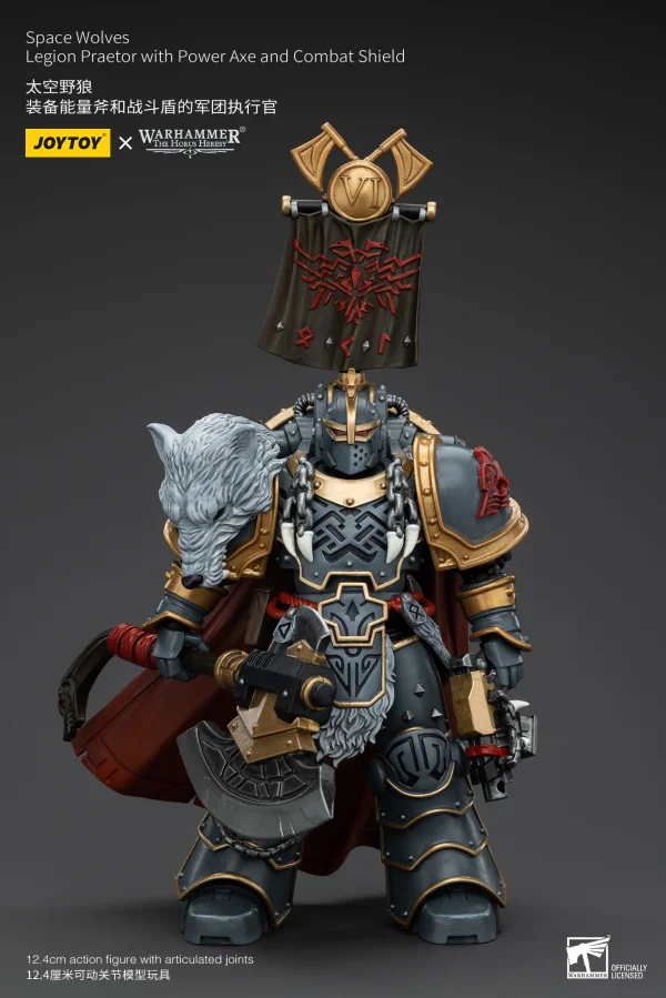 JOYTOY Space Wolves Legion Praetor with Power Axe and Combat Shield - Warhammer 40K