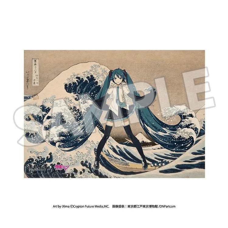 Presence CO., LTD. Serial Numbered A3 Acrylic Panel Thirty-six Views of Mount Fuji The Great Wave off Kanagawa - Hatsune Miku