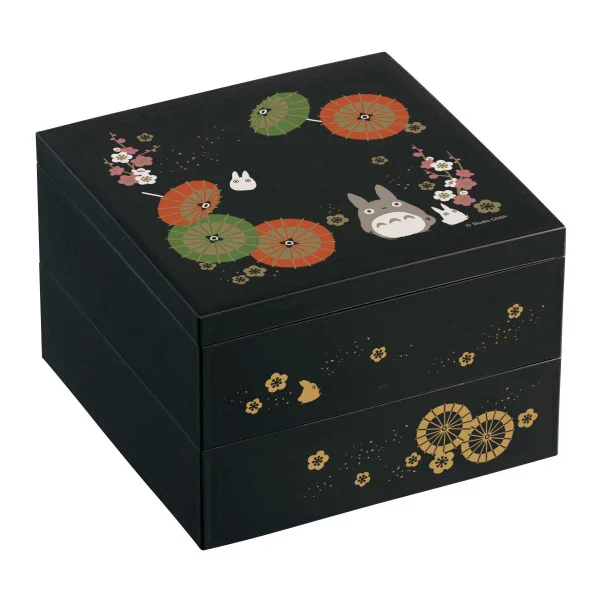 Skater Totoro Traditional Japanese Lacquer Ware 2 Tier Bento Box - Studio Ghibli