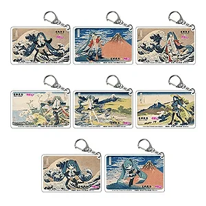 Katsushika Hokusai x Hatsune Miku Clear Acrylic Keychain