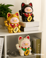 LuLu the Piggy - 18cm Wood-Carving Maneki Lu (Calico Cat) 9