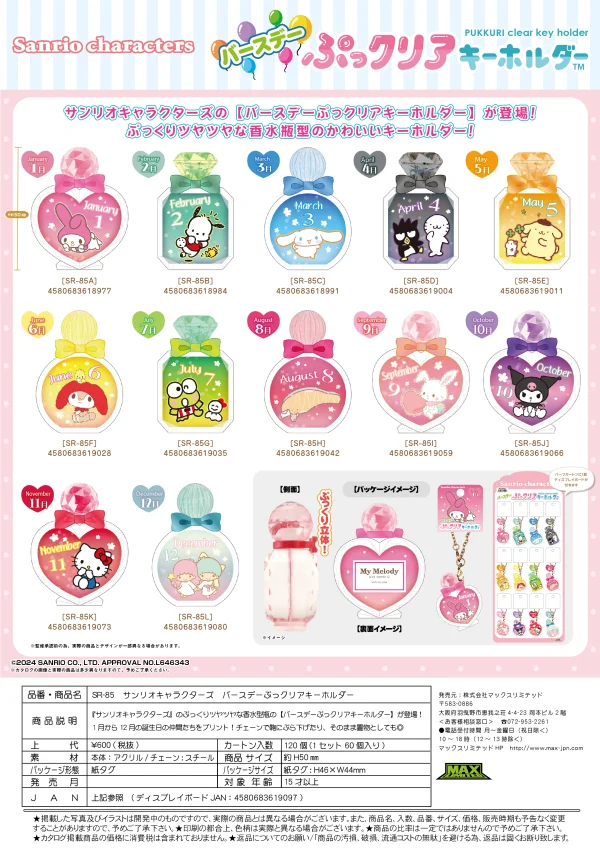 MAX LIMITED SANRIO CHARACTERS BIRTHDAY "PUKKURI" CLEAR KEY RING - Sanrio