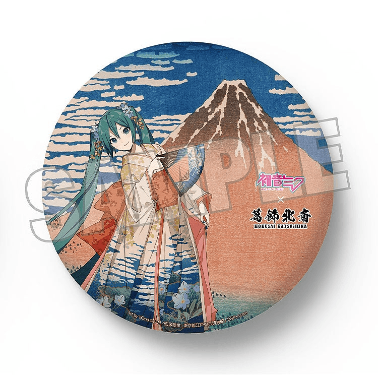 Hatsune Miku x Katsushika Hokusai iXima Large Pinback Button Fine Wind, Clear Morning