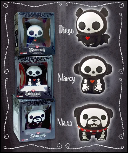 Toynami Skelanimals Flocked Vinyl Figure - Maxx (Bulldog) - Skelanimals