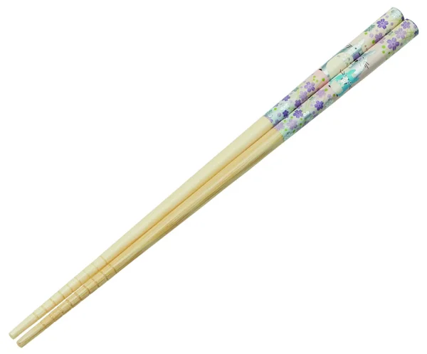 Skater Lavender Flowers and Silver Totoro Bamboo Chopsticks - Studio Ghibli