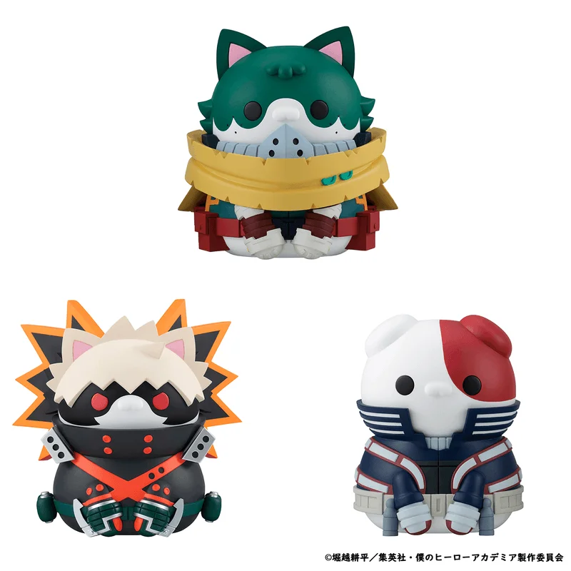 MegaHouse MEGA CAT PROJECT My Hero Academia Nyanto! The Big Heroaca Cats Series Midoriya & Bakugo & Todoroki set 【with gift】 - My Hero Academia