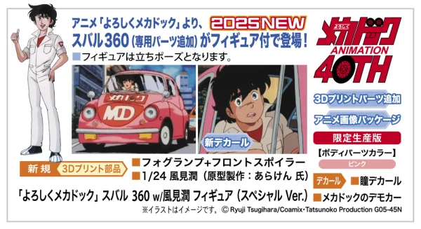 Hasegawa 1/24 [MECHA-DOC] SUBARU 360 w/JUN KAZAMI Figure (Special Ver.) (TBA) - Scale Figures