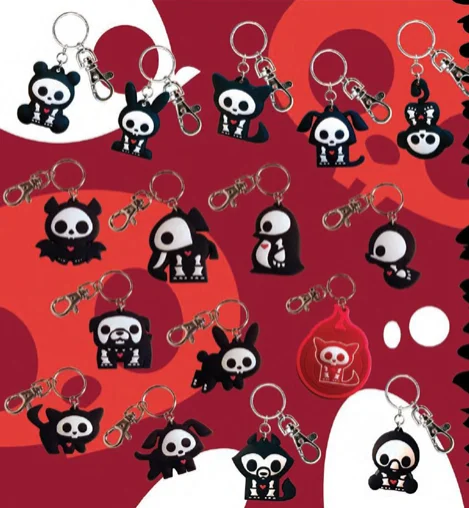 Toynami Skelanimals GID Keychain - Cute As Hell Kit (Fire Cat) - Skelanimals