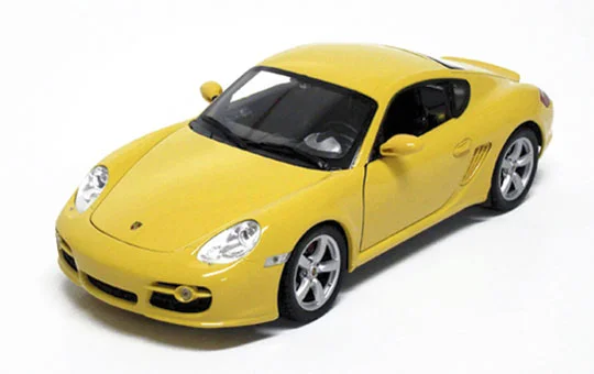 Aoshima 1/18 WELLY DIECAST MINIATURE CAR: 1/18 PORSCHE CAYMAN S (YELLOW) - Scale Figures