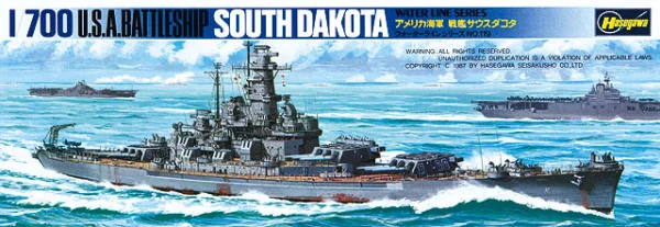 Hasegawa [607] 1:700 U.S. BATTLE SHIP SOUTH DAKOTA - Scale Kits