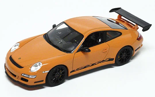 Aoshima 1/18 WELLY DIECAST MINIATURE CAR: 1/18 PORSCHE 911(997) GT3 RS (ORANGE) - Scale Figures