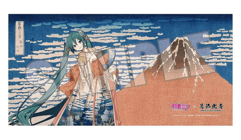 Presence CO., LTD. Hatsune Miku x Katsushika Hokusai iXima Bath Towel Fine Wind, Clear Morning - Hatsune Miku