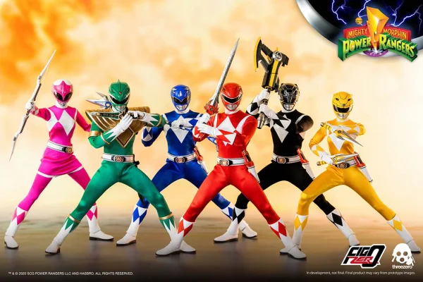 threezero Mighty Morphin Power Rangers – 1/6 Core Rangers + Green Ranger Six-Pack - Power Rangers