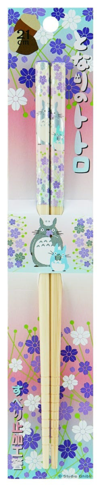 Lavender Flowers and Silver Totoro Bamboo Chopsticks 2