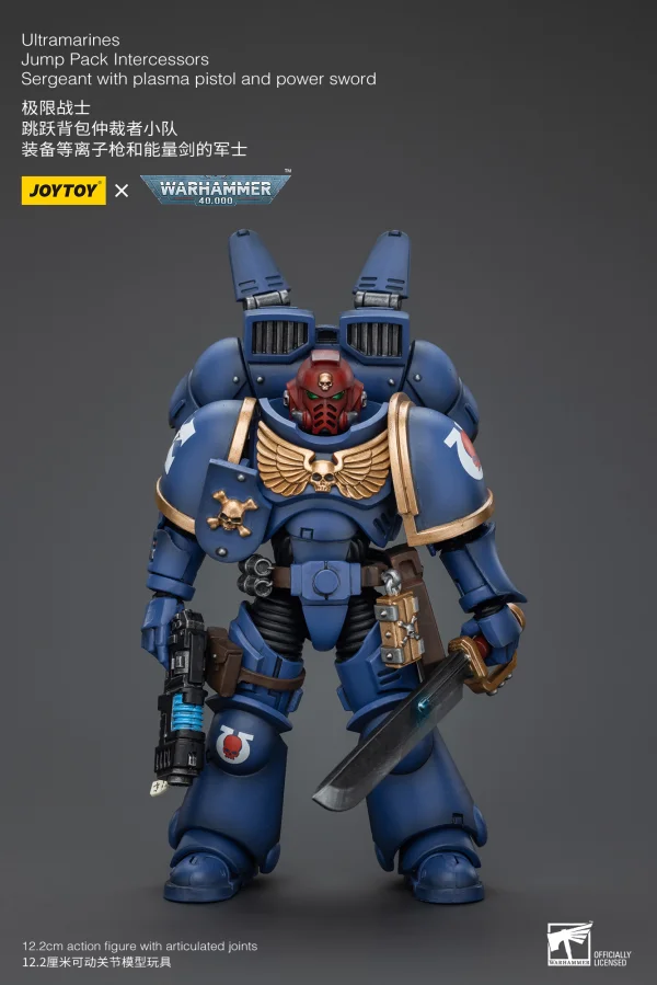 JOYTOY Ultramarines Jump Pack Intercessors Sergeant With Plasma Pistol And Power Sword - Warhammer 40K