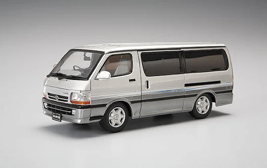Aoshima DIECAST MODEL CAR: 1/24 HIACE VAN(TYPE-100) SUPER-GL FINAL MODEL(MARVELOUS SILVER TONING) (TOYOTA) - Scale Kits
