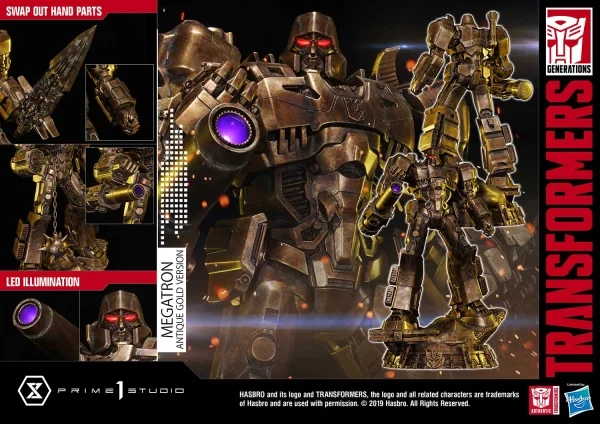 Prime 1 Studio Premium Masterline Transformers: Generation 1 Megatron Antique Gold Version - Transformers
