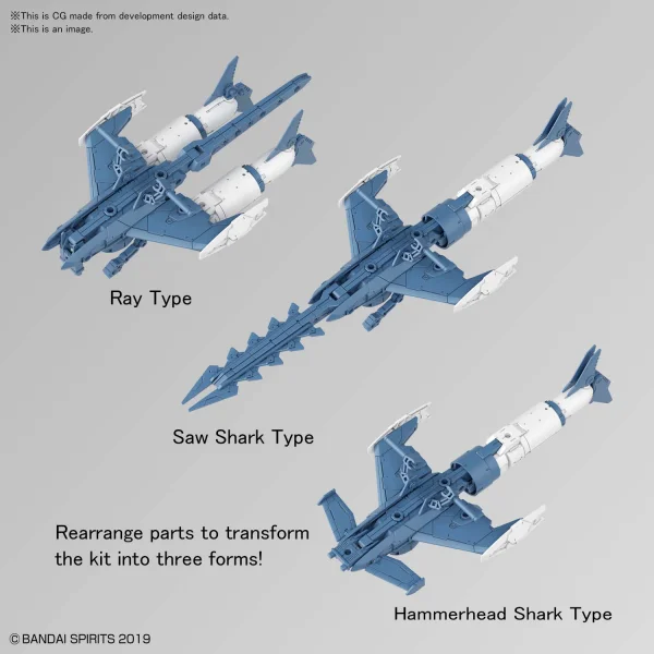 BANDAI HOBBY 30MM 1/144 Extended Armament Vehicle (ATTACK SUBMARINE Ver.) [BLUE GRAY] - 30 Minutes Missions (30MM)