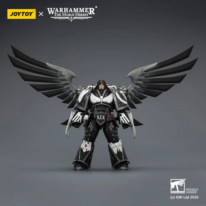 JOYTOY Raven Guard Corvus Corax, Primarch of the XIX Legion with artificer-crafted lightning talons, archaeotech pistols, and whip - Warhammer 40K
