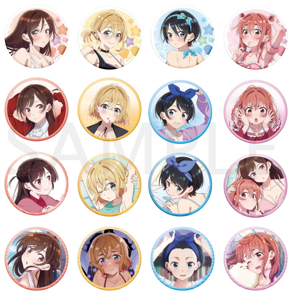 Rent-A-Girlfriend Swimsuit and Girlfriend Tradable Tin Badges PACK