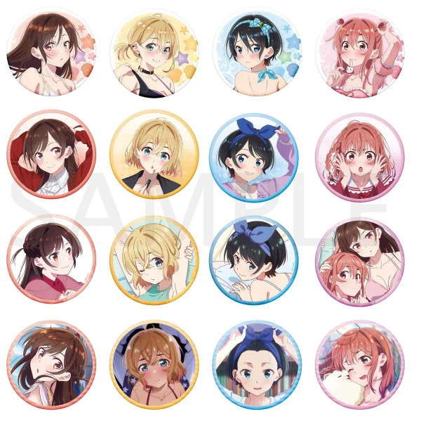 KADOKAWA Rent-A-Girlfriend Swimsuit and Girlfriend Tradable Tin Badges PACK - Rent-A-Girlfriend