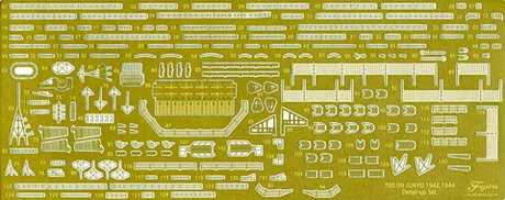 Fujimi [TOKU-15 EX-101] 1/700 Photo-Etched Parts for IJN Aircraft Carrier Jyunyo (w/2 pieces 25mm Machine Cannan) - Kit Accessories
