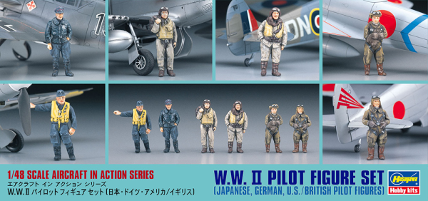 [X48-7] 1:48 W.W.II PILOT FIGURE SET (JAPANESE, GERMAN, U.S./BRITISH PILOT FIGURES)