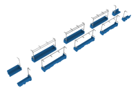 Long seat interior setA(blue) Contains 2 cars for 4-door cars 2