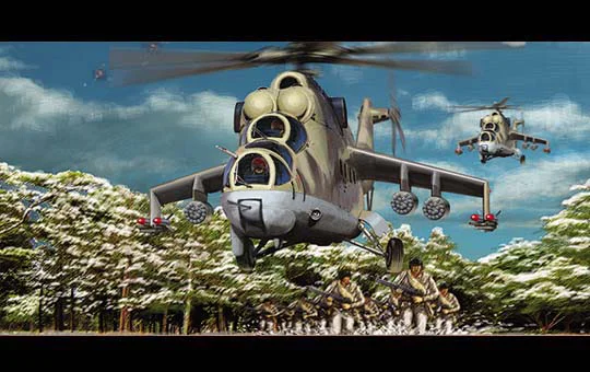 Aoshima BATTLE ROTOR: 1/100 Mil-24 HIND - Scale Kits