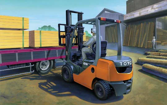 Aoshima 1/32 SPECIAL CARGO WORK: 1/32 TOYOTA L&F JENEO25 (COUNTER LIFT) & WOOD SET - Scale Kits