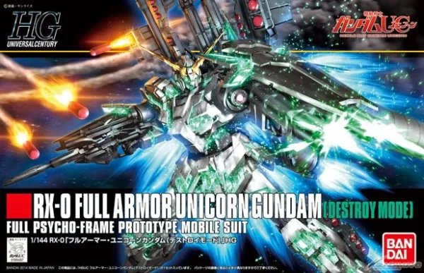 BANDAI HOBBY HGUC 1/144 #178 Full Armor Unicorn Gundam (Destroy Mode) - Mobile Suit Gundam Unicorn / Narrative