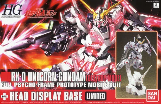 BANDAI HOBBY HGUC 1/144 #100 RX-0 Unicorn Gundam (Destroy Mode) + Unicorn Head - Mobile Suit Gundam Unicorn / Narrative