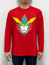 (M) Bang Brave Face Logo Long T-Shirt Red 5