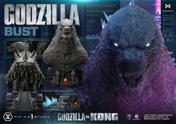 Prime 1 Studio Life Size Bust Godzilla vs Kong (Film) Godzilla Bonus Version - Godzilla