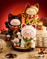 LuLu the Piggy - 18cm Wood-Carving Maneki Lu (Calico Cat) 7