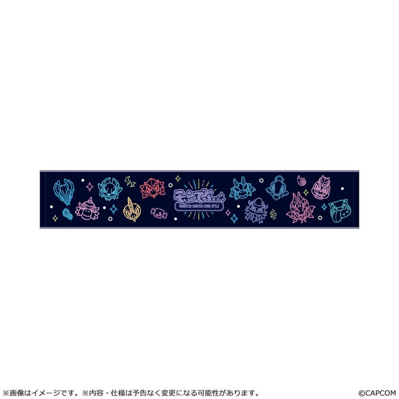 CAPCOM MONSTER HUNTER CHIBI STYLE Slim Towel: Neon-Themed - Monster Hunter