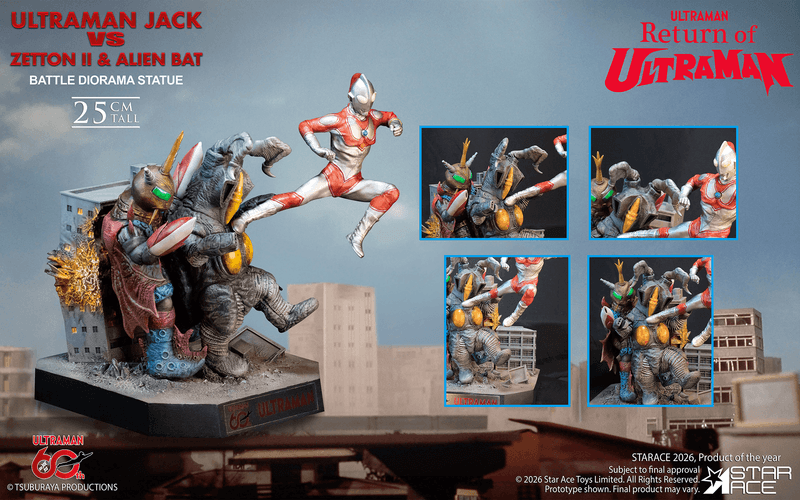 ULTRAMAN 60TH ANNIVERSARY  Ultraman Jack vs Zetton II & Alien Bat Battle scene diorama resin statue