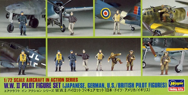 [X72-8] 1:72 W.W.II PILOT FIGURE SET (JAPANESE, GERMAN, U.S./BRITISH PILOT FIGURES)
