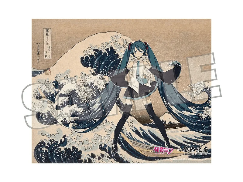 Presence CO., LTD. Hatsune Miku x Katsushika Hokusai iXima Canvas Art The Great Wave off Kanagawa - Hatsune Miku