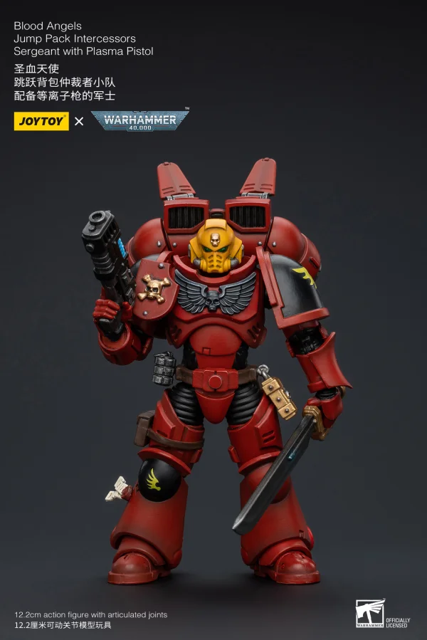 JOYTOY Blood Angels Jump Pack Intercessors Sergeant With Plasma Pistol - Warhammer 40K