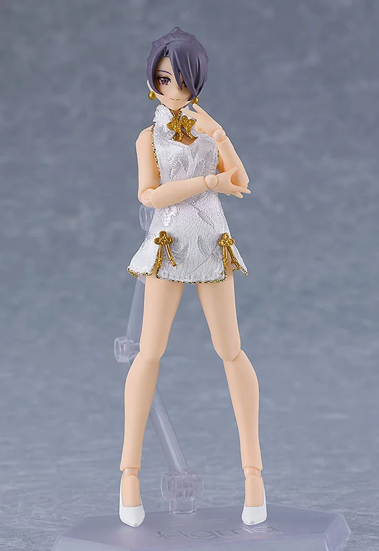 Max Factory figma Female Body (Mika) with Mini Skirt Chinese Dress Outfit (White) - Action Figures