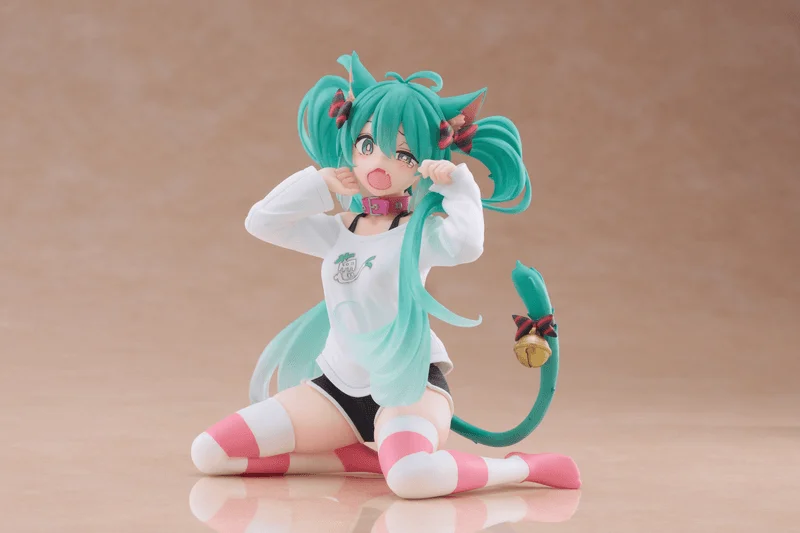 TAITO Hatsune Miku Desktop Cute Figure (Cat Ear T-Shirt Ver.) Reissue - Hatsune Miku