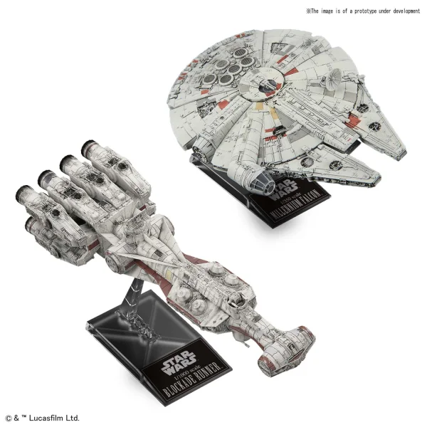 BANDAI HOBBY 1/1000 BLOCKADE RUNNER & 1/350 MILLENNIUM FALCON - Star Wars
